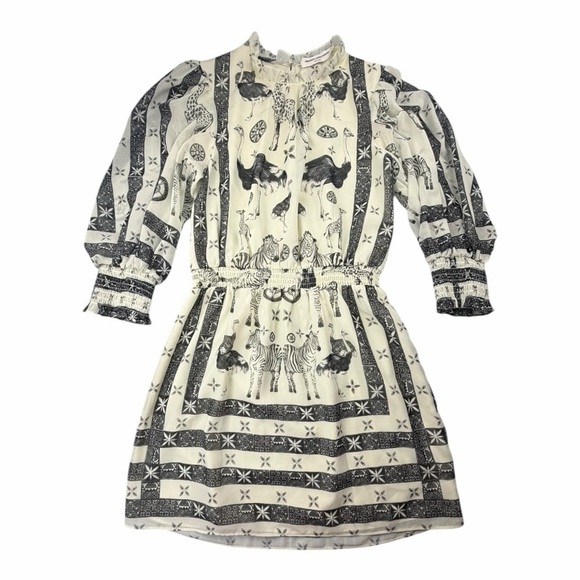 Amanda Uprichard Women's Vista Zoo Print Mini Dress Black & White Size P/XS - Picture 2 of 11